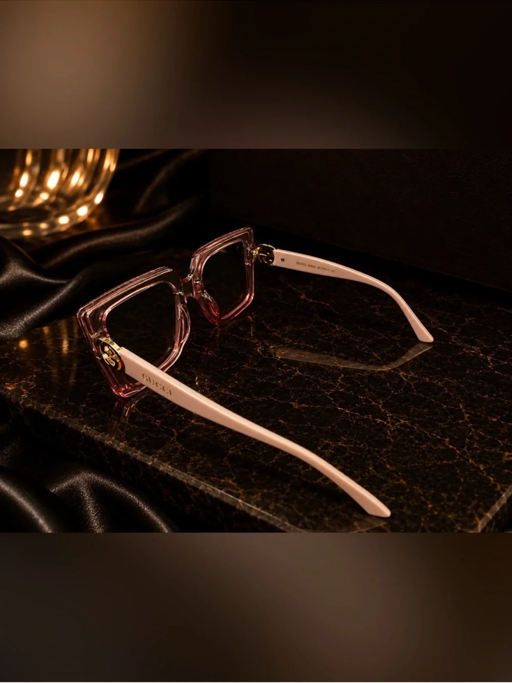 Luxury Pink Square Oversized GG Sunglasses